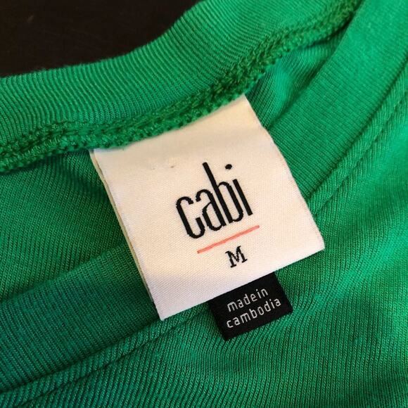 Cabi Field Tee green v neck jersey knit oversided tee top size Medium #5927 - Picture 8 of 13